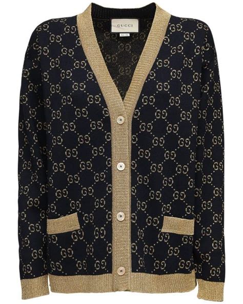 gucci lurex cuffs cardigan black sheer|Gucci: Black Lurex Cardigan .